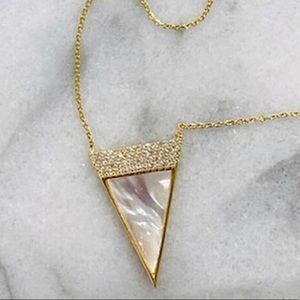 Mother-of-Pearl & CZ Triangle Necklace,NWT